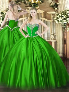 Satin Sleeveless Floor Length 15 Quinceanera Dress and Beading