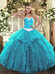 Sleeveless Appliques and Ruffles Lace Up Vestidos de Quinceanera