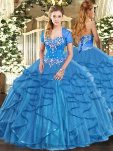 Sleeveless Beading and Ruffles Lace Up Quinceanera Gowns