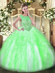 Eye-catching Sleeveless Floor Length Beading and Ruffles Lace Up 15 Quinceanera Dress with