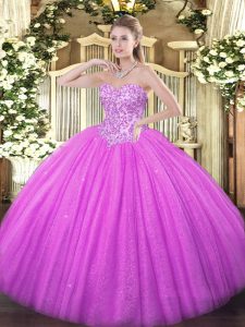 Floor Length Ball Gowns Sleeveless Lilac Ball Gown Prom Dress Lace Up