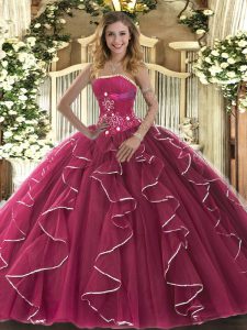 Sleeveless Beading and Ruffles Lace Up Sweet 16 Dresses