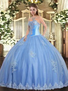 Tulle Sleeveless Floor Length Quince Ball Gowns and Beading and Appliques