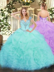 New Style Sleeveless Lace Up Floor Length Ruffles Vestidos de Quinceanera