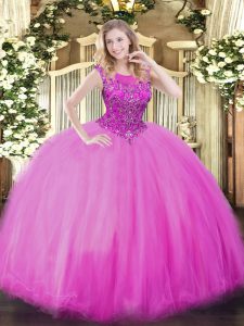 Sleeveless Organza Floor Length Zipper Sweet 16 Dress in Lilac with Beading