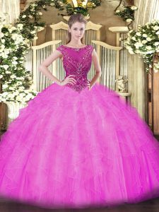 Lilac 15 Quinceanera Dress Tulle Sleeveless Beading and Ruffles