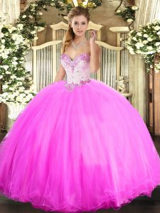 Deluxe Sleeveless Beading Lace Up Quinceanera Dress