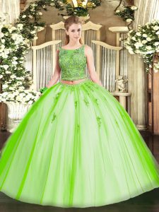 New Arrival Floor Length 15 Quinceanera Dress Scoop Sleeveless Lace Up