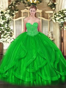 Organza Sleeveless Floor Length Vestidos de Quinceanera and Beading and Ruffles