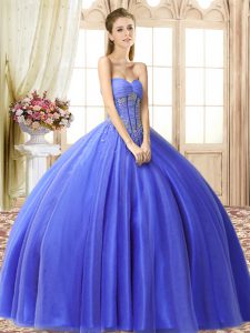 Custom Design Floor Length Blue Vestidos de Quinceanera Sweetheart Sleeveless Lace Up