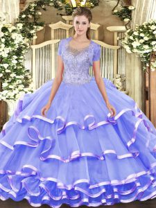 Glorious Sleeveless Beading and Ruffled Layers Clasp Handle Sweet 16 Dresses