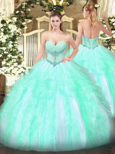 Floor Length Ball Gowns Sleeveless Apple Green Sweet 16 Quinceanera Dress Lace Up