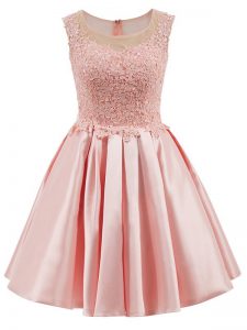 Elegant Mini Length Baby Pink Dama Dress for Quinceanera Scoop Sleeveless Zipper