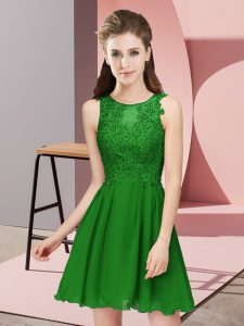 Sweet Green Sleeveless Chiffon Zipper Dama Dress for Quinceanera for Prom and Party and Wedding Party