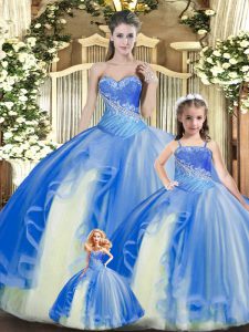 Exquisite Tulle Sleeveless Floor Length Quinceanera Gowns and Beading and Ruching
