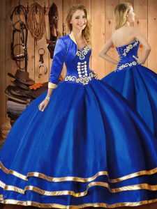 Nice Blue Sleeveless Embroidery Floor Length Vestidos de Quinceanera