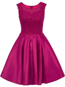 Fuchsia Sleeveless Lace Mini Length Damas Dress