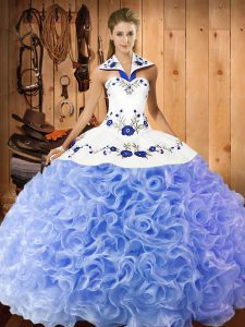 Lavender Lace Up Quinceanera Gowns Embroidery Sleeveless Floor Length