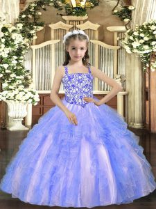 Cheap Light Blue Sleeveless Tulle Lace Up Evening Gowns for Party and Sweet 16 and Quinceanera and Wedding Party