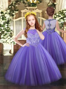 Scoop Sleeveless Zipper Glitz Pageant Dress Lavender Tulle