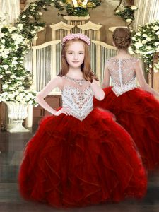 Custom Designed Sleeveless Zipper Floor Length Beading and Ruffles Pageant Dress Womens