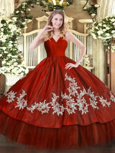 Floor Length Ball Gowns Sleeveless Wine Red Sweet 16 Dress Zipper