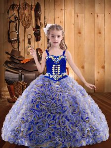 Straps Sleeveless Lace Up Little Girls Pageant Dress Wholesale Multi-color Fabric With Rolling Flowers