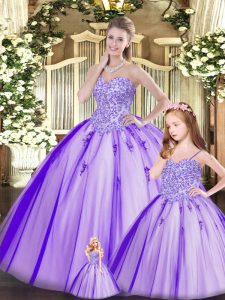 Floor Length Purple Sweet 16 Dress Sweetheart Sleeveless Lace Up