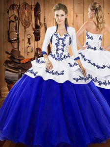 Dazzling Royal Blue Sleeveless Embroidery Floor Length Sweet 16 Dresses with Jacket