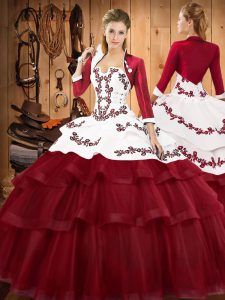 Ball Gowns Sleeveless Burgundy Sweet 16 Quinceanera Dress Sweep Train Lace Up