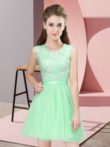 Eye-catching Mini Length Apple Green Dama Dress for Quinceanera Scoop Sleeveless Side Zipper