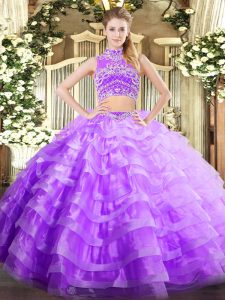 Dazzling Sleeveless Beading and Ruffled Layers Backless Sweet 16 Dresses