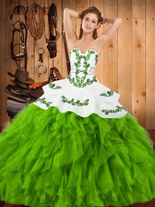 Sleeveless Embroidery and Ruffles Floor Length Sweet 16 Quinceanera Dress