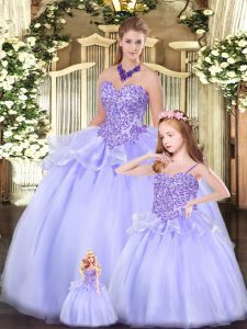 Tulle Sleeveless Floor Length Quinceanera Dresses and Beading