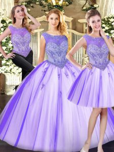 Cheap Floor Length Ball Gowns Sleeveless Lavender Quinceanera Dresses Zipper