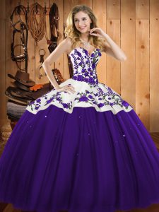 Graceful Purple Sleeveless Embroidery Floor Length Sweet 16 Dress