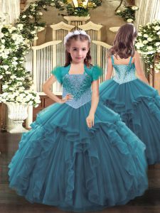 Inexpensive Sleeveless Beading and Ruffles Lace Up Little Girls Pageant Dress Wholesale