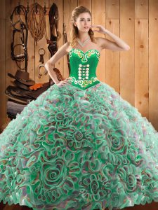 Clearance Multi-color Vestidos de Quinceanera Military Ball and Sweet 16 and Quinceanera with Embroidery Sweetheart Sleeveless Sweep Train Lace Up