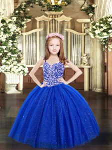 Sleeveless Lace Up Floor Length Beading Girls Pageant Dresses