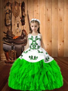 Floor Length Lace Up Pageant Dress for Sweet 16 and Quinceanera with Embroidery and Ruffles