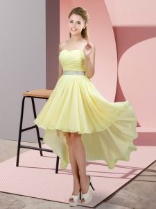 Custom Fit Yellow Court Dresses for Sweet 16 Prom and Party and Wedding Party with Beading Sweetheart Sleeveless Lace Up