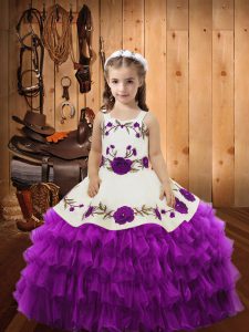 Sleeveless Lace Lace Up Girls Pageant Dresses