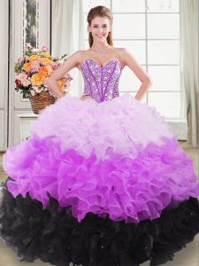 Floor Length Multi-color Quince Ball Gowns Sweetheart Sleeveless Lace Up