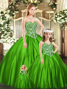 Elegant Ball Gowns Sweet 16 Dress Green Sweetheart Organza Sleeveless Floor Length Lace Up