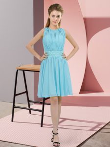 Decent Aqua Blue Damas Dress Prom and Party and Wedding Party with Sequins Scoop Sleeveless Zipper