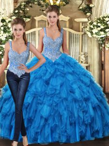 Floor Length Ball Gowns Sleeveless Teal Sweet 16 Dress Lace Up