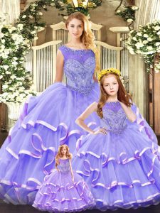 Classical Floor Length Ball Gowns Sleeveless Lavender Sweet 16 Dresses Lace Up