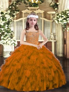 Discount Sleeveless Beading and Ruffles Lace Up Custom Made Pageant Dress