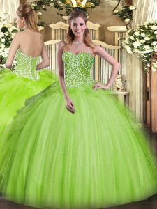 Clearance Floor Length Ball Gowns Sleeveless Yellow Green Vestidos de Quinceanera Lace Up