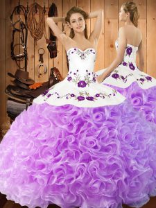 Halter Top Sleeveless Lace Up Sweet 16 Quinceanera Dress Lilac Fabric With Rolling Flowers